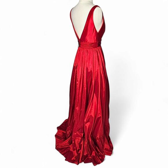 Mac Duggal Taffeta High Low Ruffle Gown in Red Size 2 New With Tag - Picture 6 of 14